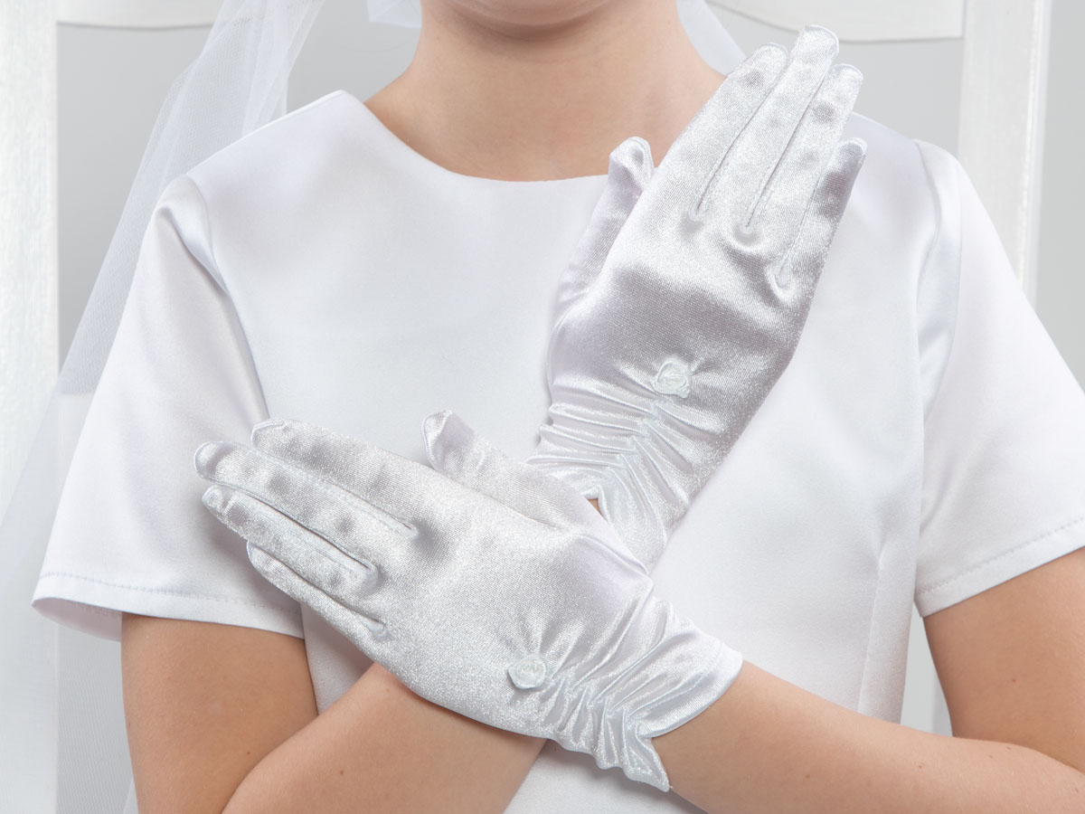 Rękawiczki z białą różyczką NR11